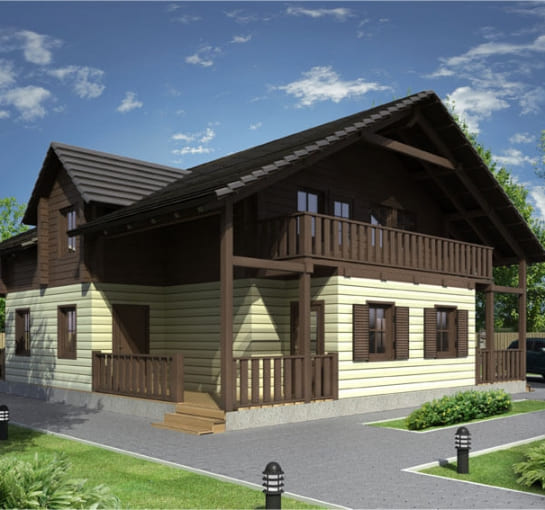 Шале дом из клееного бруса 10х10м проект КП1517 198.3 кв.м.