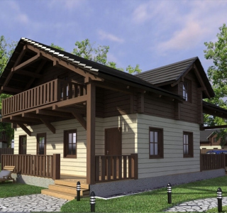 дом из клееного бруса и профилированного